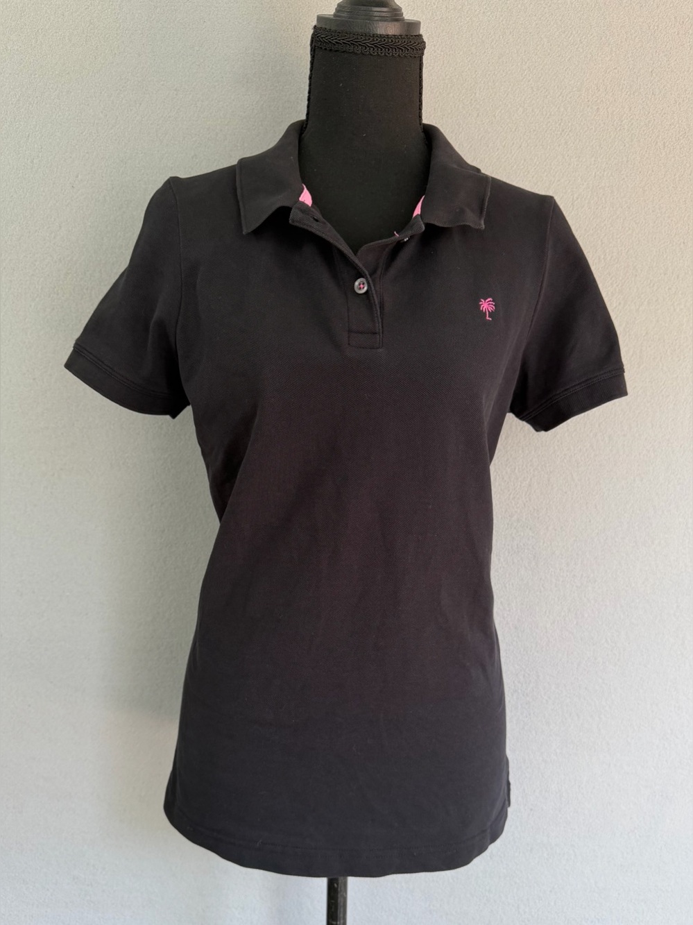 Lilly Pulitzer Polo GolfTop Black Short Sleeve Large Women’s